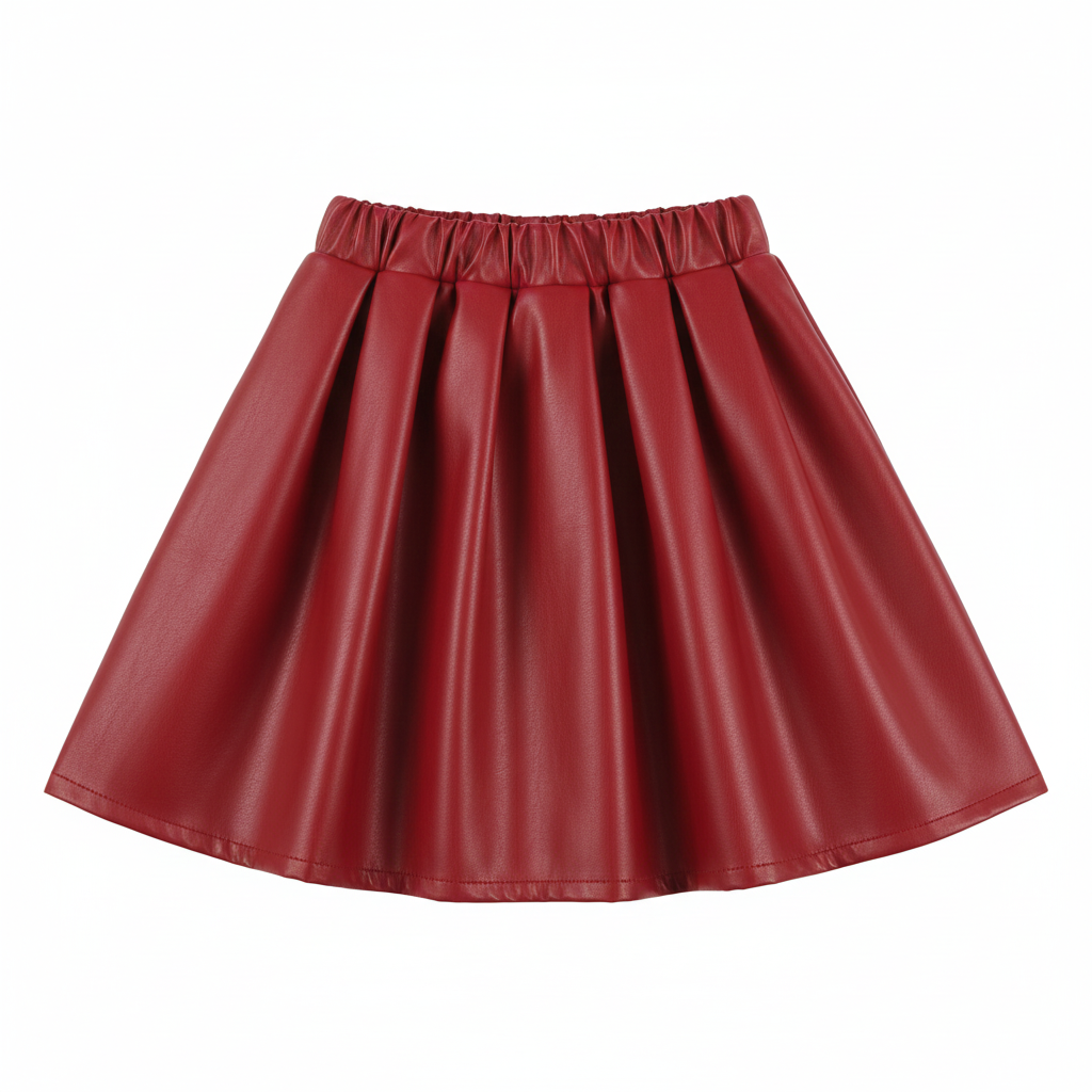 طقم ملابس شتوية أنيقة للبنات - سترة من الفرو الصناعي، وبلوزة بأكمام منفوخة، وتنورة مطوية، وقبعة بيريه متناسقة