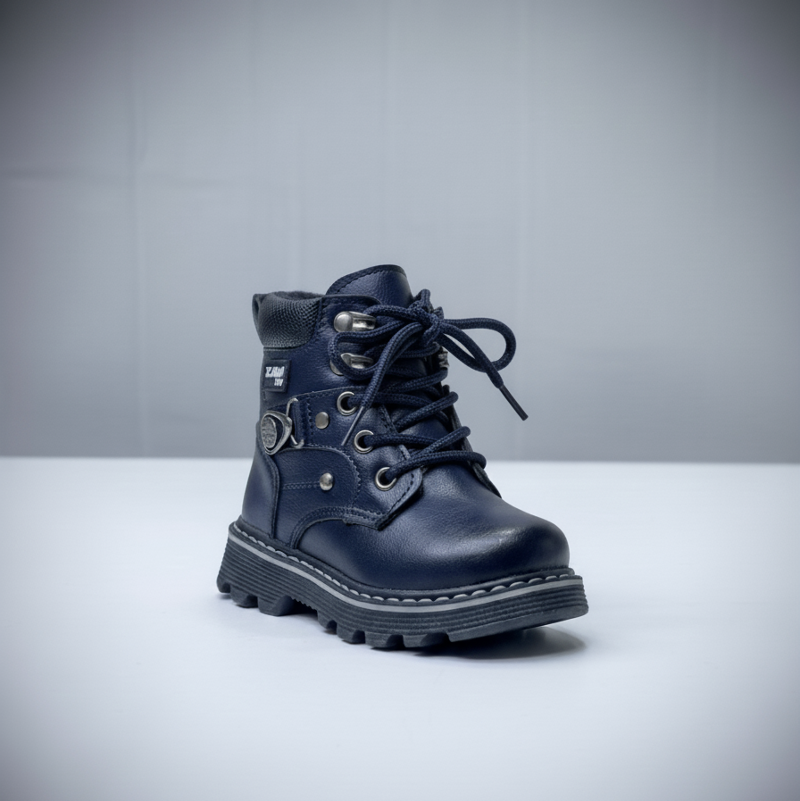 Bottines à lacets pour enfants - Fermeture éclair rapide, crochet métallique