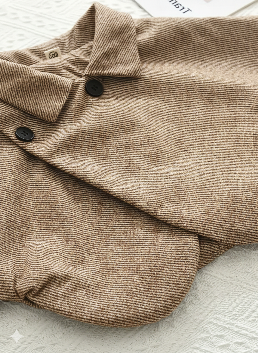 طقم من قطعتين للفتيات من معطف تويد كاجوال  وتنورة مطوية بتصميم كلاسيكي لفصل الخريف والشتاء