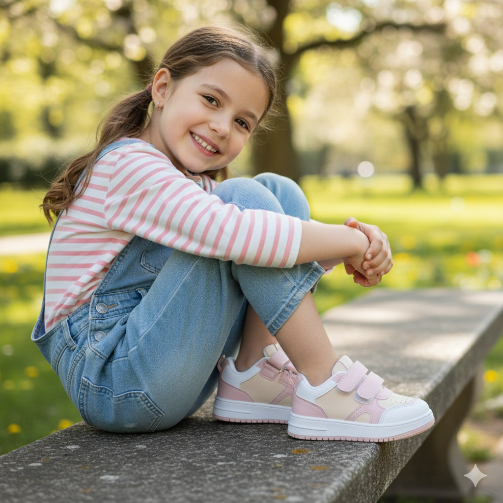 Baskets décontractées pour enfants avec fermeture velcro – Élégantes et confortables