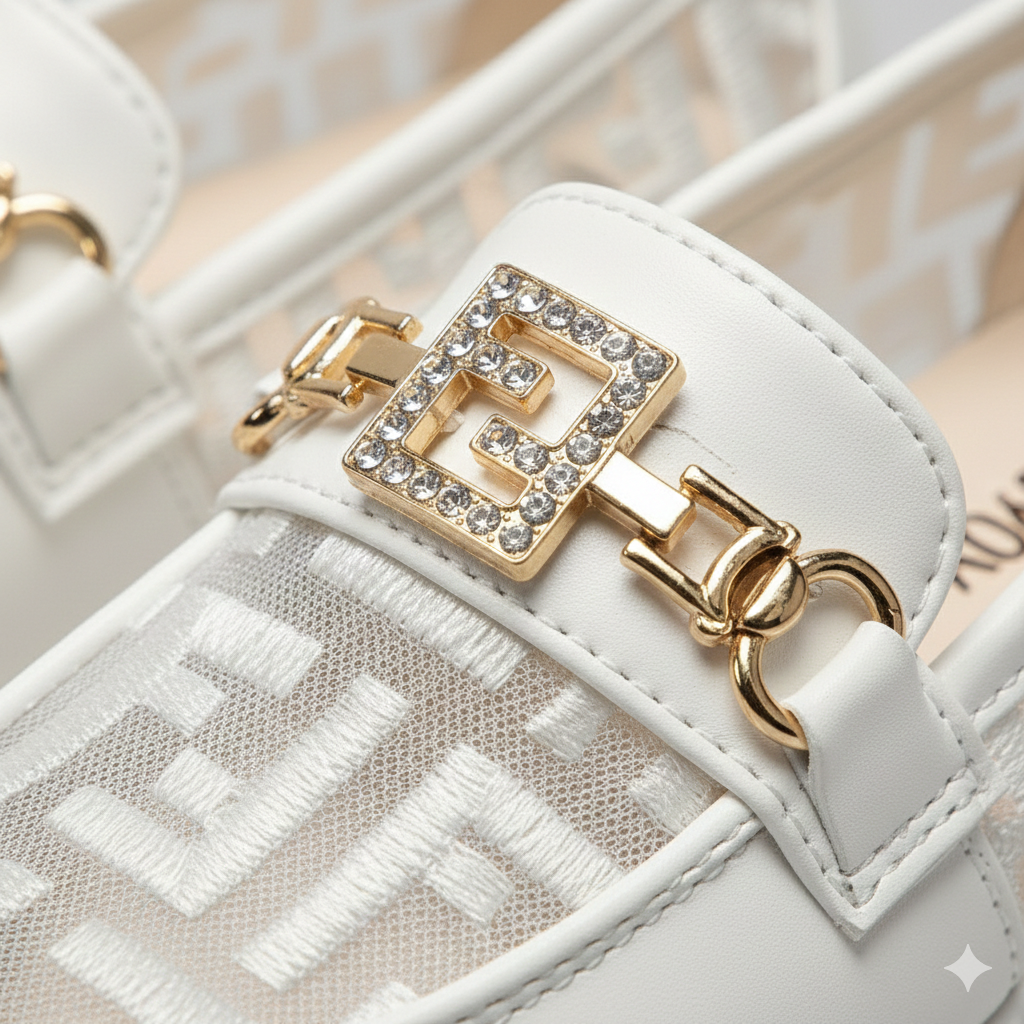 أحذية أنيقة للبنات بنعل سميك وتفاصيل ذهبية