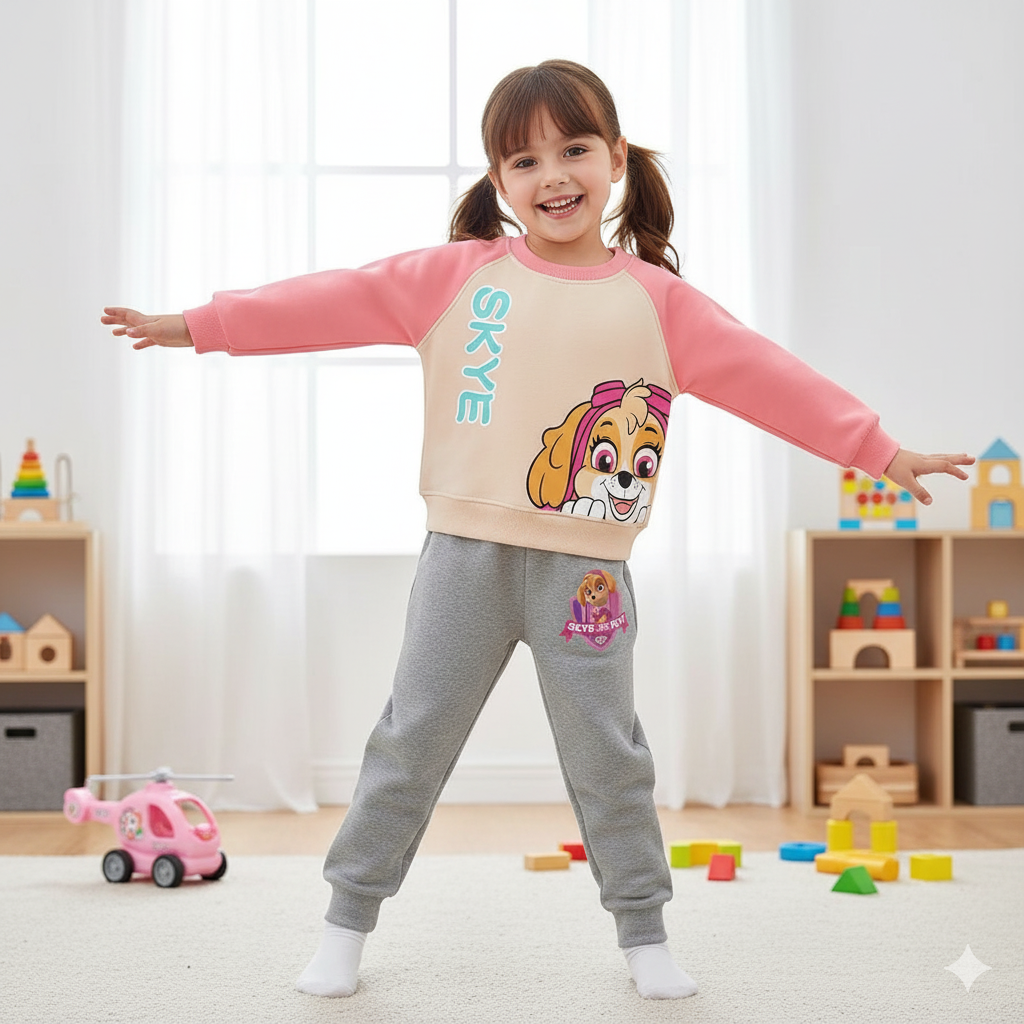 PAW Patrol Autumn Winter Plus Cashmere Warm Children's Clothing Sets Boys Spliced Hoodies and Long Pant 2pcs Suit Kids Sweatsuit