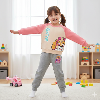 PAW Patrol Autumn Winter Plus Cashmere Warm Children's Clothing Sets Boys Spliced Hoodies and Long Pant 2pcs Suit Kids Sweatsuit