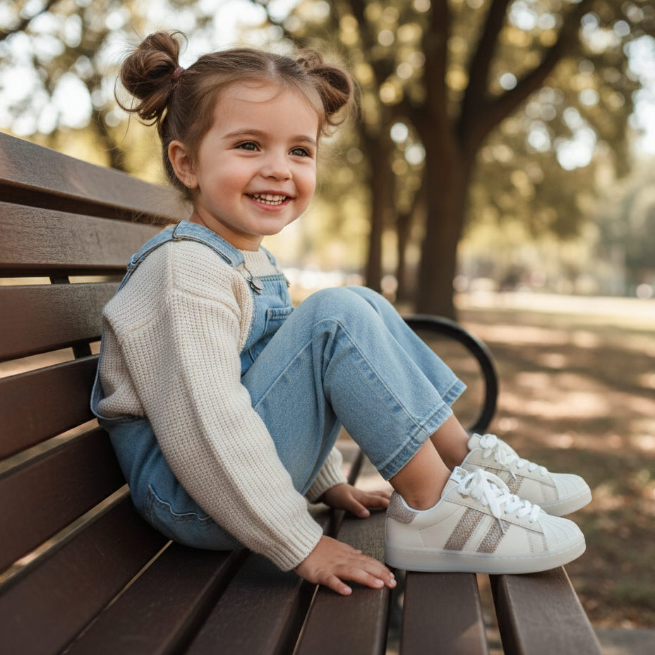 Classic Stripe Girls Sneakers – Lightweight & Non-Slip Everyday Shoes