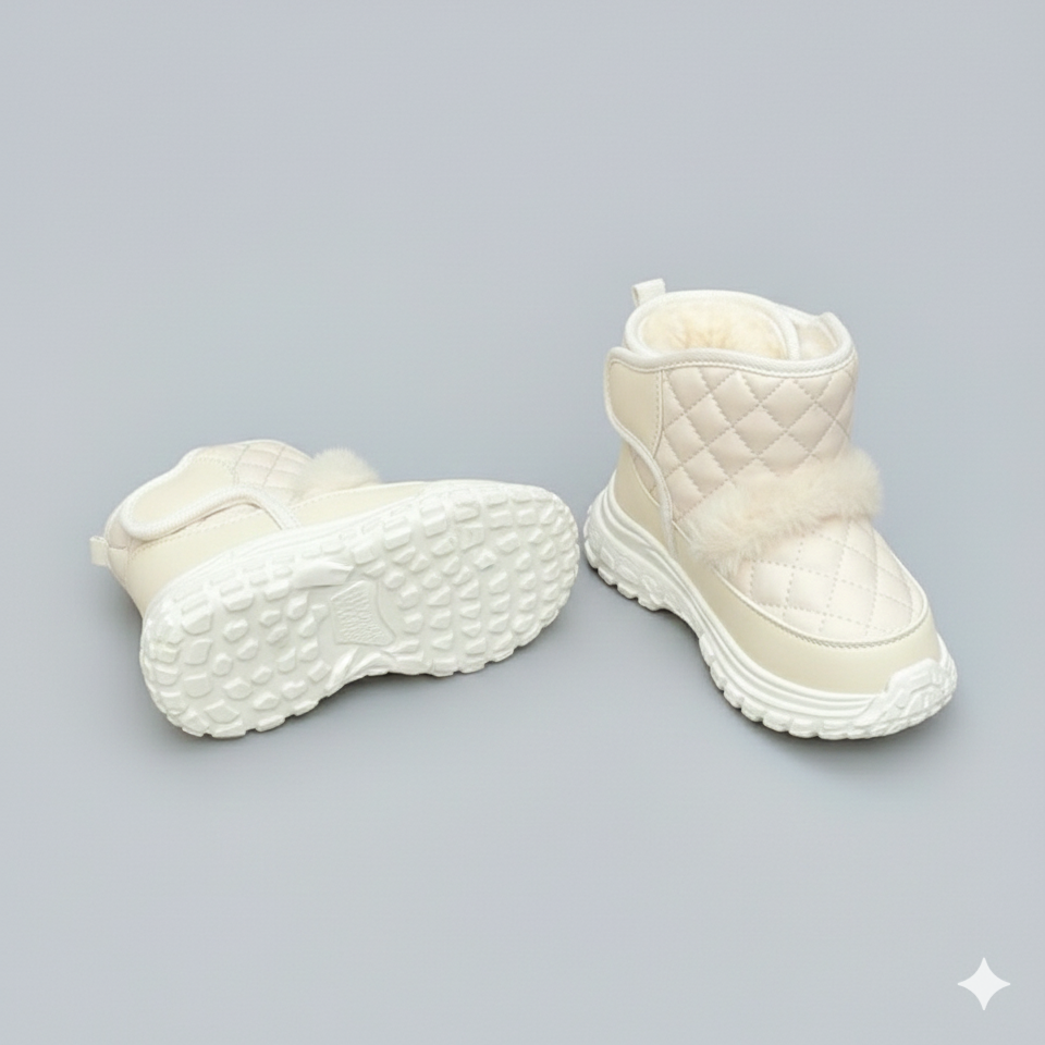 Toddler Kids Winter Snow Boots – Warm Faux Fur Lined Ankle Booties with Quilted Upper, Water-Resistant Outdoor Shoes with Anti-Slip Soft Sole for Girls & Boys