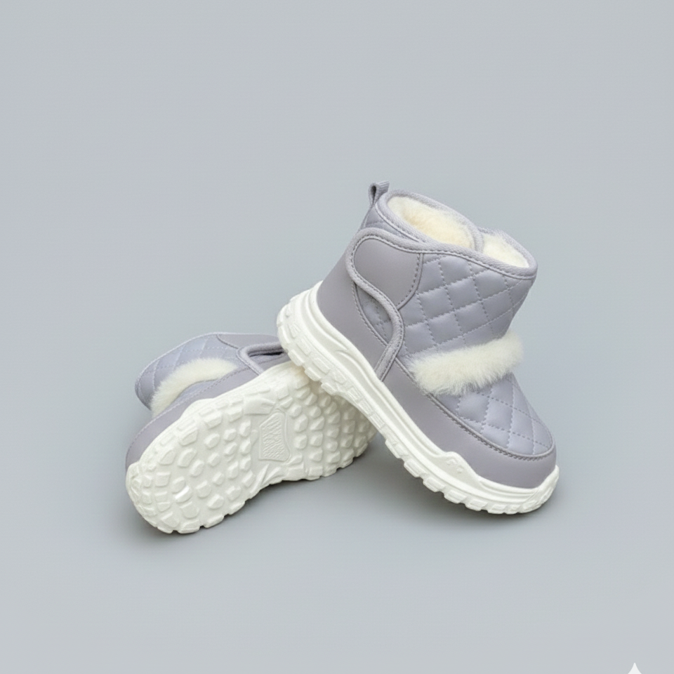 Toddler Kids Winter Snow Boots – Warm Faux Fur Lined Ankle Booties with Quilted Upper, Water-Resistant Outdoor Shoes with Anti-Slip Soft Sole for Girls & Boys