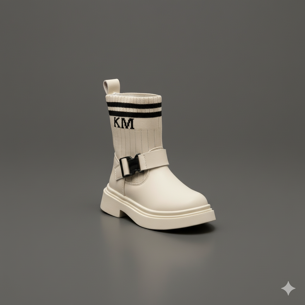 Girls Knit-Cuff Buckle Boots | Warm Ankles, Easy Pull Tab