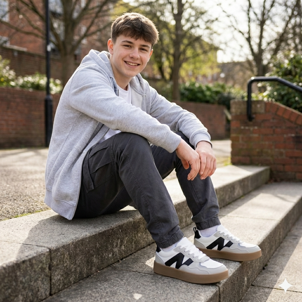 Kids Classic Low-Top Sneakers – Lace-Up & Velcro Strap | Durable Everyday Shoes