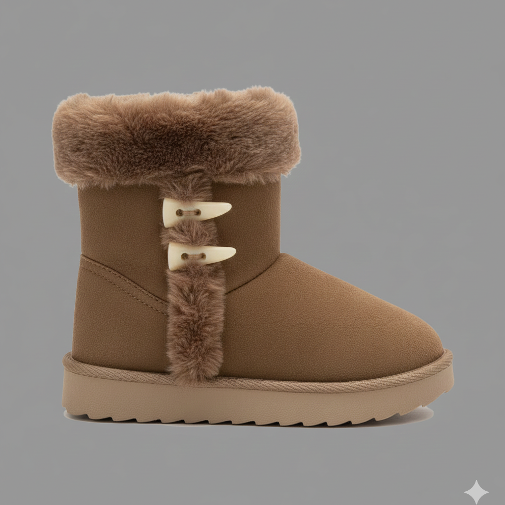 Girls Winter Boots Kids Warm Faux Fur Ankle Boots Soft Suede Non-Slip Sole Cute Casual Shoes for Children