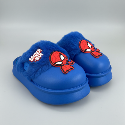 Pantoufles Spider-Man pour garçons : doublure en peluche chaude, bout fermé 