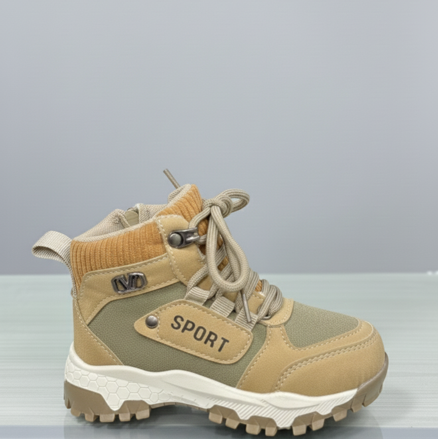 Bottines de sport pour enfants, chaussures d'hiver d'extérieur pour garçons et filles, baskets montantes antidérapantes, chaudes et confortables à lacets