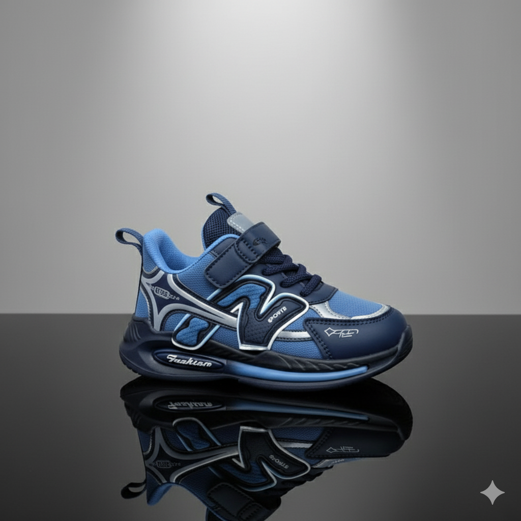 Baskets de sport pour garçon : faciles à enfiler, la bride et les lacets restent bien en place. 