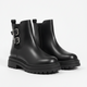 Bottines noires à boucle pour filles avec semelle épaisse