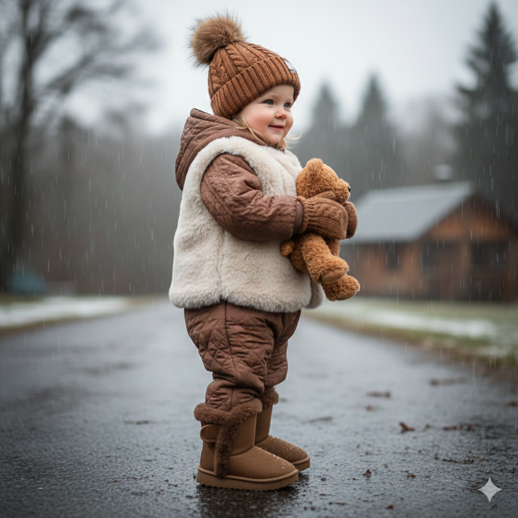 Girls Winter Boots Kids Warm Faux Fur Ankle Boots Soft Suede Non-Slip Sole Cute Casual Shoes for Children