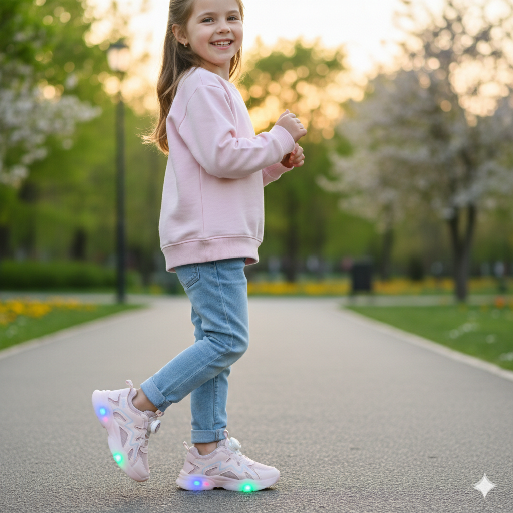 أحذية رياضية مضيئة للأطفال مع إغلاق بقرص دوار - راحة وأناقة بإضاءة