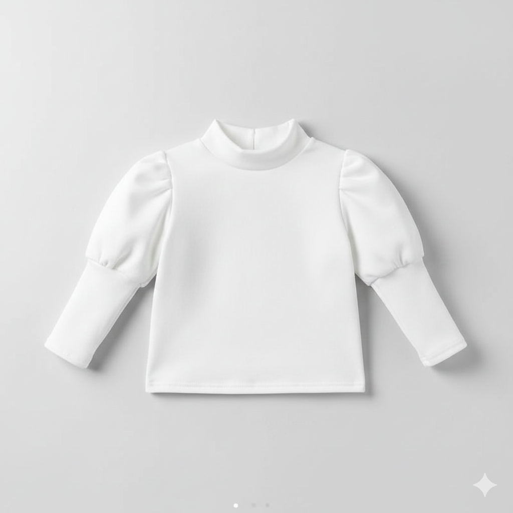 طقم ملابس شتوية أنيقة للبنات - سترة من الفرو الصناعي، وبلوزة بأكمام منفوخة، وتنورة مطوية، وقبعة بيريه متناسقة