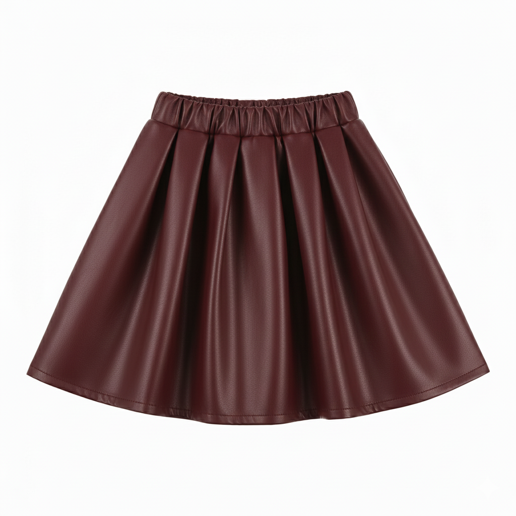 طقم ملابس شتوية أنيقة للبنات - سترة من الفرو الصناعي، وبلوزة بأكمام منفوخة، وتنورة مطوية، وقبعة بيريه متناسقة