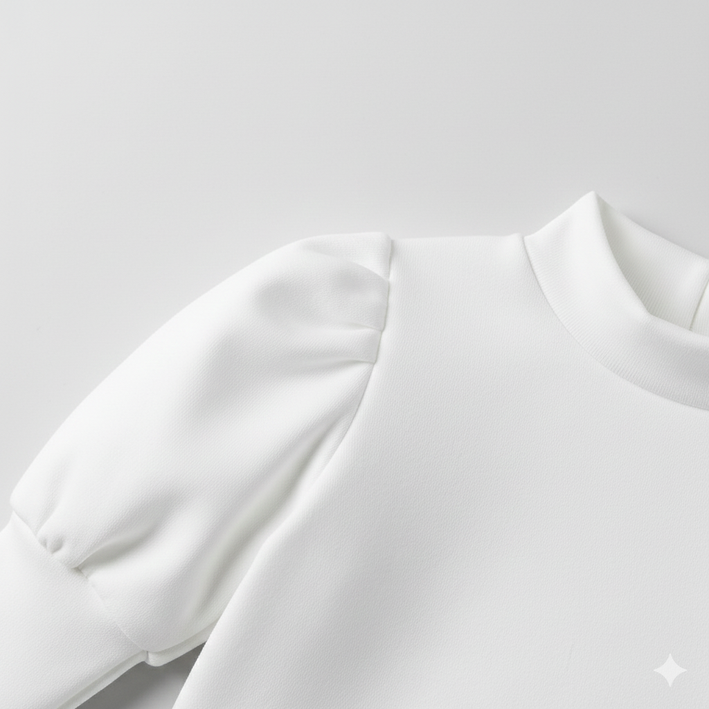 طقم ملابس شتوية أنيقة للبنات - سترة من الفرو الصناعي، وبلوزة بأكمام منفوخة، وتنورة مطوية، وقبعة بيريه متناسقة