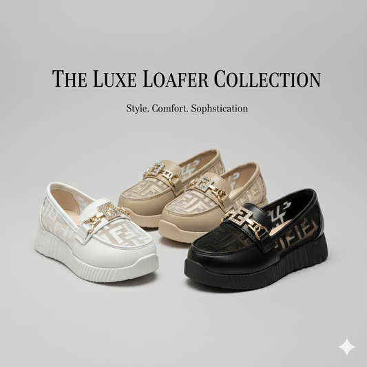 أحذية أنيقة للبنات بنعل سميك وتفاصيل ذهبية