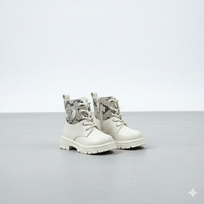 Girls’ Lace-Up Ankle Boots—Lug Grip for Safer Steps