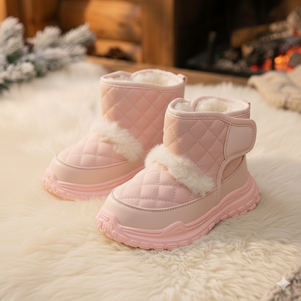 Toddler Kids Winter Snow Boots – Warm Faux Fur Lined Ankle Booties with Quilted Upper, Water-Resistant Outdoor Shoes with Anti-Slip Soft Sole for Girls & Boys