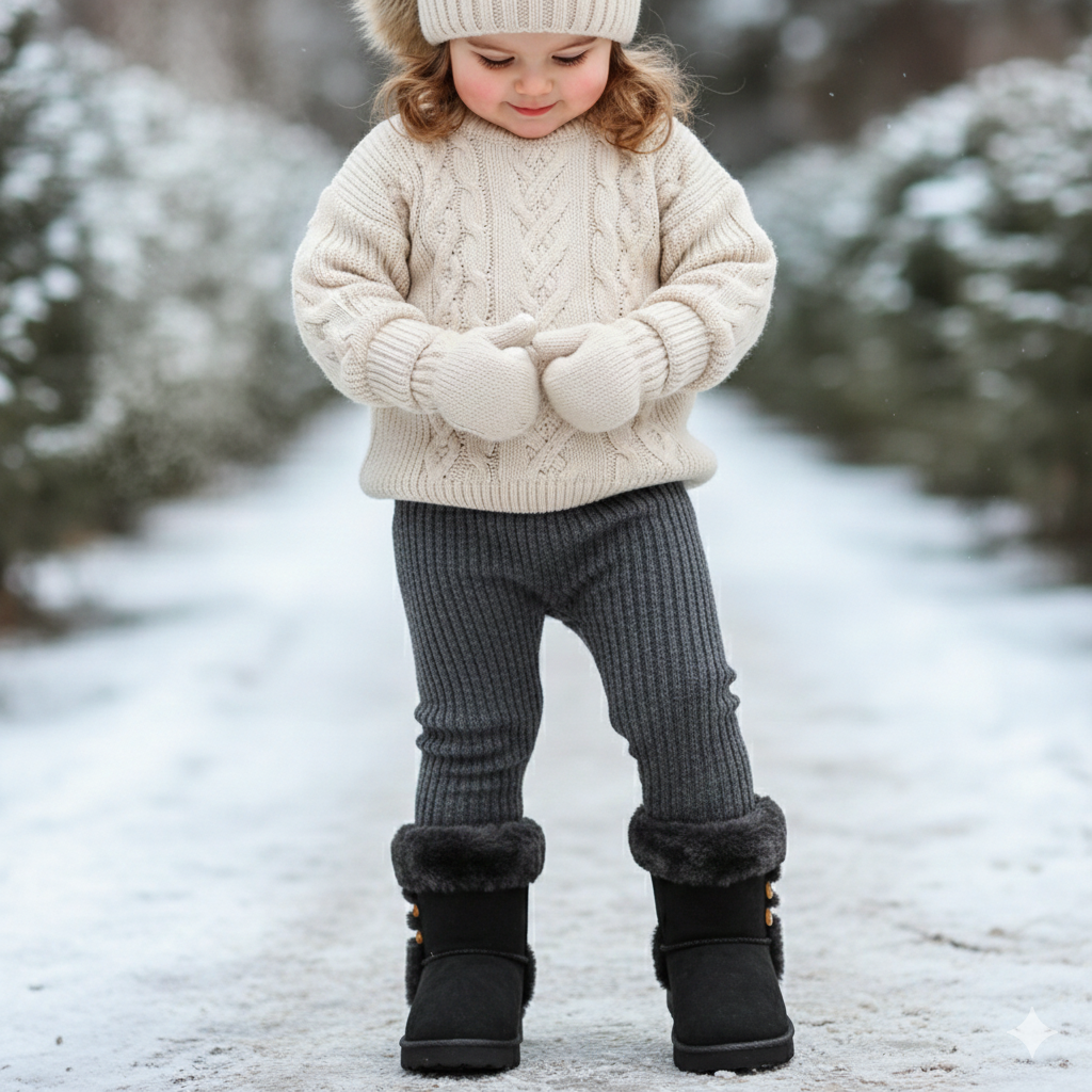 Girls Winter Boots Kids Warm Faux Fur Ankle Boots Soft Suede Non-Slip Sole Cute Casual Shoes for Children