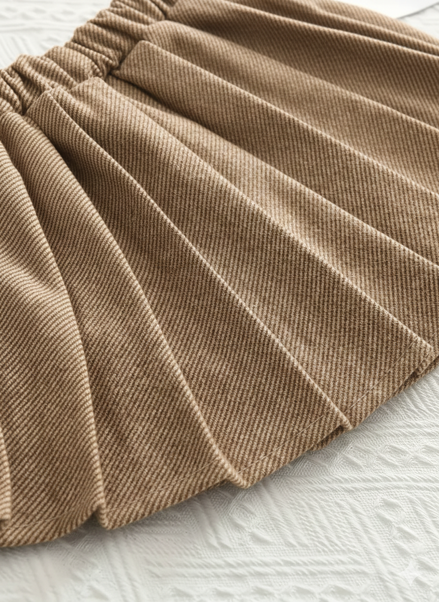 طقم من قطعتين للفتيات من معطف تويد كاجوال  وتنورة مطوية بتصميم كلاسيكي لفصل الخريف والشتاء