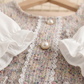 Girls Elegant Tweed Puff Sleeve Party Dress – Princess Style A-Line Dress