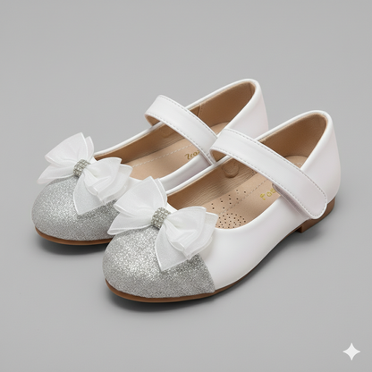 🌸 Girls Elegant Bow Glitter Mary Jane Shoes – Party & Special Occasion Flats
