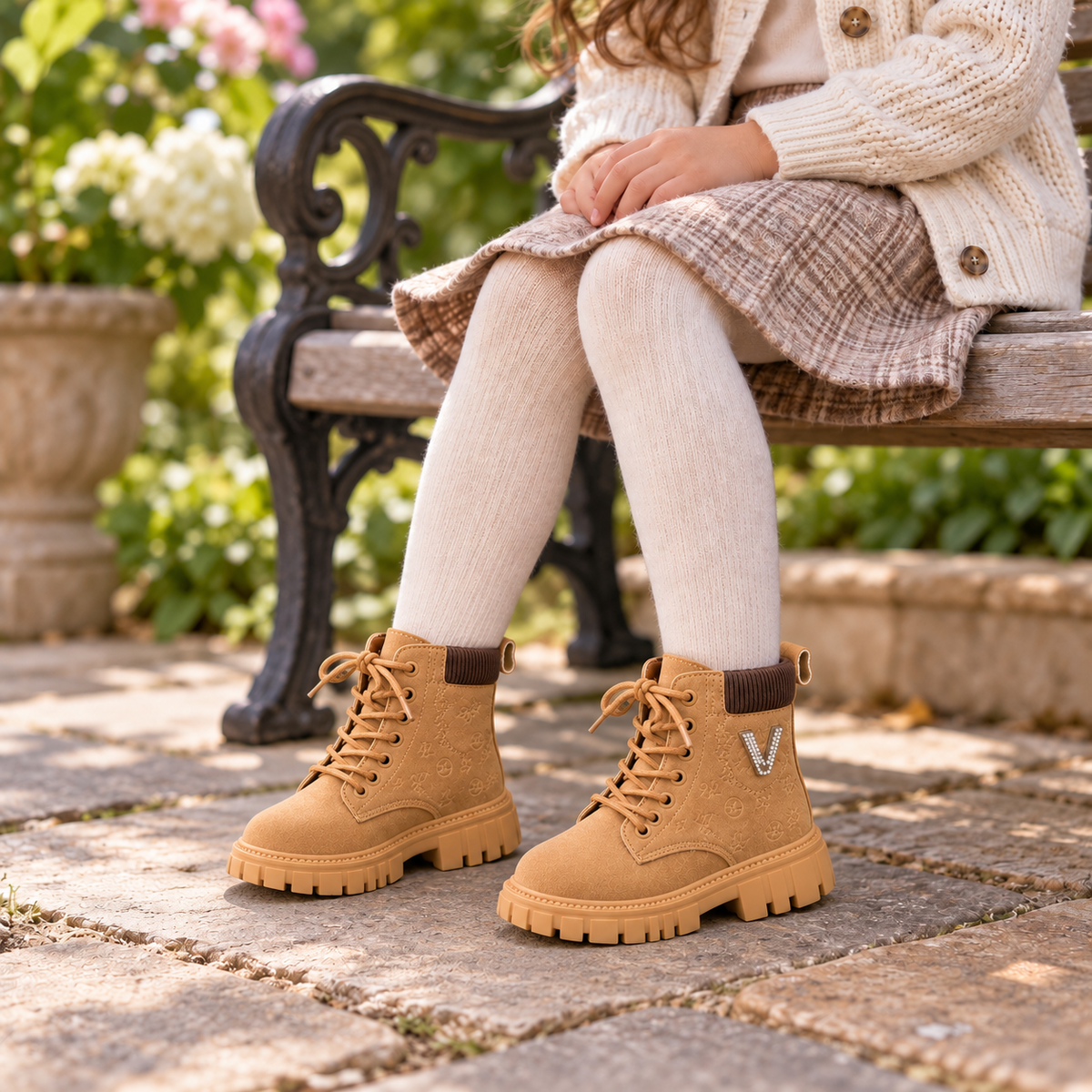 Bottes d'hiver haut de gamme pour enfants – Chaussures montantes à lacets élégantes avec ajustement confortable, semelle antidérapante durable et doublure chaude