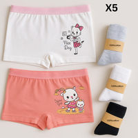 Ensemble de sous-vêtements en coton pour fille : 2 shorts imprimés et 3 chaussettes colorées