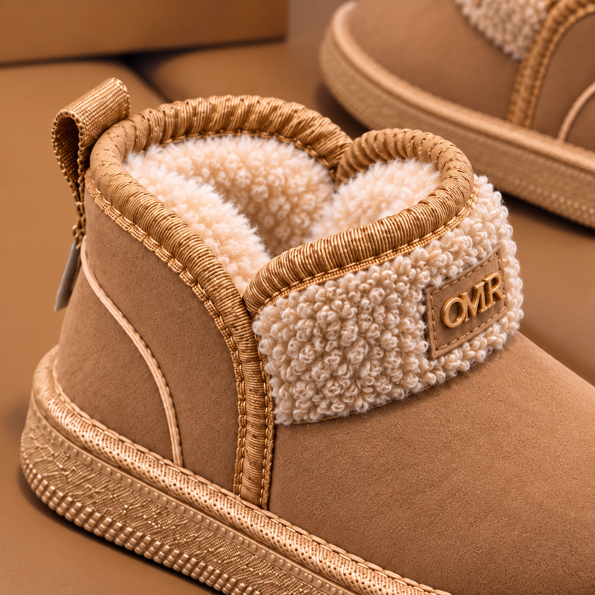 Bottines d'hiver pour enfants, doublées de polaire, fini aspect daim, revers texturé façon mouton et style classique pour tous les jours