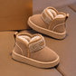 Bottines d'hiver pour enfants, doublées de polaire, fini aspect daim, revers texturé façon mouton et style classique pour tous les jours