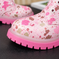 Girls’ Charming Butterfly & Heart Print Lace-Up Ankle Boots
