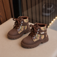 Kids’ Camouflage Lace-Up Ankle Boots with VIP Detail, Rounded Toe and Chunky Treaded Sole – Adventure-Inspired Style in Black, Brown and Camel