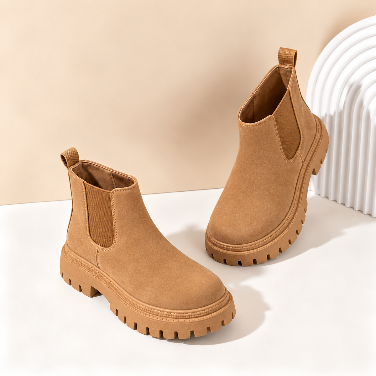 Kids’ Stylish Chelsea Ankle Boots with Elastic Side Panels, Rounded Toes and Chunky Treaded Sole