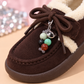 Mocassins pour enfants Little Charm avec garniture en polaire confortable, lacets à nœud et détails perlés colorés – Un style charmant pour l'automne et l'hiver