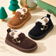 Chaussures montantes pour enfants, doublées de polaire, aspect daim, avec boucle classique et semelle épaisse pour des tenues d'automne et d'hiver ravissantes