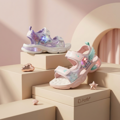 Sandales Licorne Lumineuses pour Filles – Sandales d'Été Légères à Scratch pour Enfants