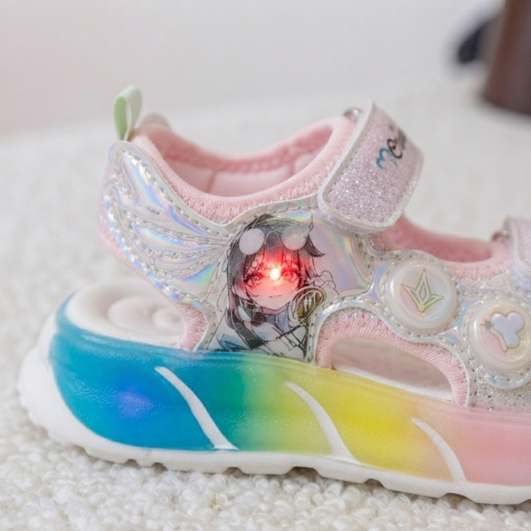 Sandales de sport lumineuses à LED pour enfants - Sandales d'été légères, douces et confortables 