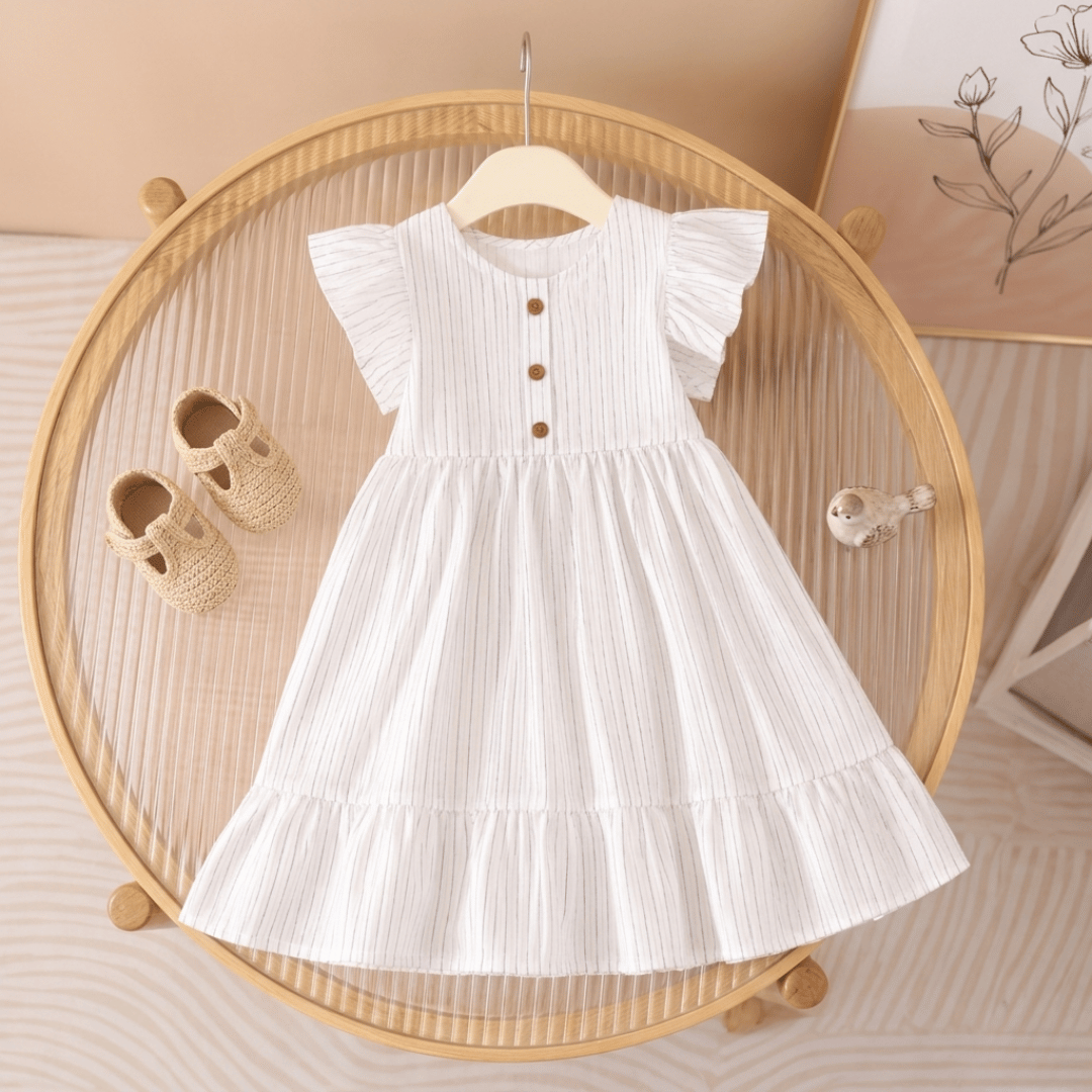 2026 New girls Summer Outfit Set Striped Cotton Shirt Shorts & Dress Soft Breathable Clothes for Girls