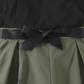 Girls Elegant Two-Tone Puff Sleeve Jumpsuit with Bow Waist Belt – Black & Olive Green