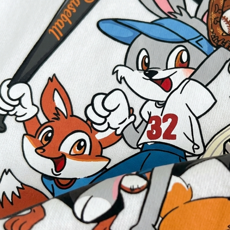 Ensemble d'été T-shirt à motif dessin animé équipe de baseball pour enfants et short coloré (Tenue 2 pièces)