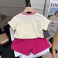 Ensemble short et t-shirt « Be Kind » arc-en-ciel unisexe – Tenue t-shirt et short assortis pour enfants