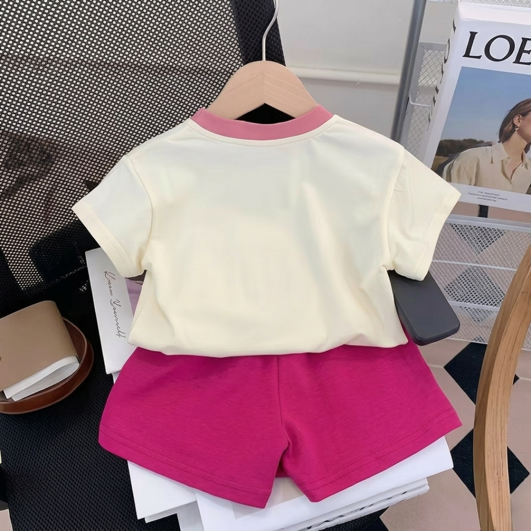 Ensemble short et t-shirt « Be Kind » arc-en-ciel unisexe – Tenue t-shirt et short assortis pour enfants