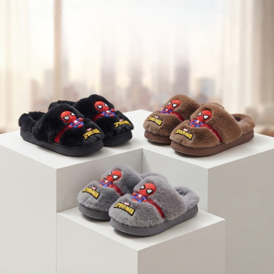 Spider-Man Slippers: Warm Plush, Closed-Toe Protection