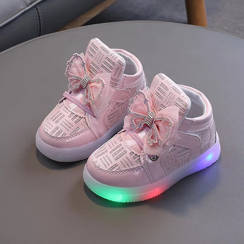 Child Light Up Shoes Girls High Top Luminous Sole Boots Childhood Kids IRRAKIDS