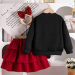 2 Pieces Young Girl Spring and Autumn 2025 New Style Children Bow Sweatshirt and Cake Skirt Two-Piece Set - IRRAKIDS