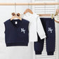 3pcs Set Toddler Boys New York Graphic Long Sleeve T-Shirt + Printed Solid Color Pants Suit, Autumn/Winter - IRRAKIDS