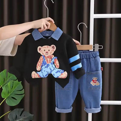 Stylish Kids Set (2 Pcs) - A Combination of Comfort and Style with Cute Cartoon Graphics! - IRRAKIDS